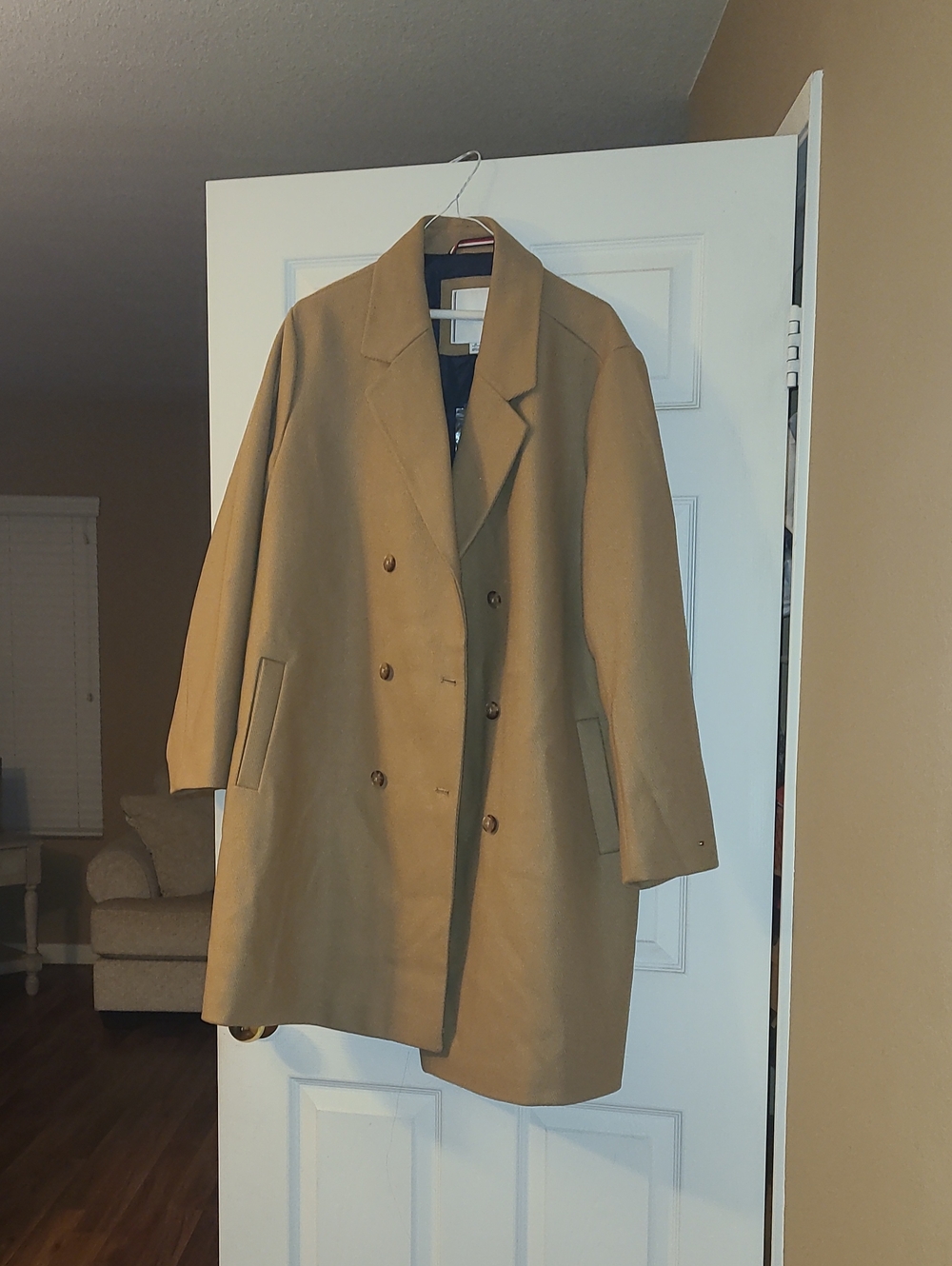 Tommy Hilfiger Tan Double-Breasted Trench Coat WOMEN  SZ XL
